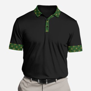 Shweshwe Golf Shirt Front Green