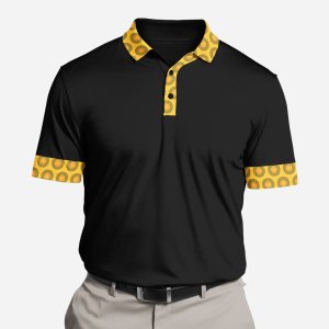 Shweshwe Golf Shirt Front Yellow