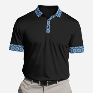 Shweshwe Golf Shirt Front Blue