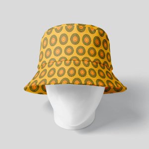 Menshwe Shweshwe Bucket Hat Yellow Sotho
